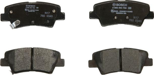 BOSCH 0 986 494 768 - Гальмівні колодки, дискові гальма autozip.com.ua