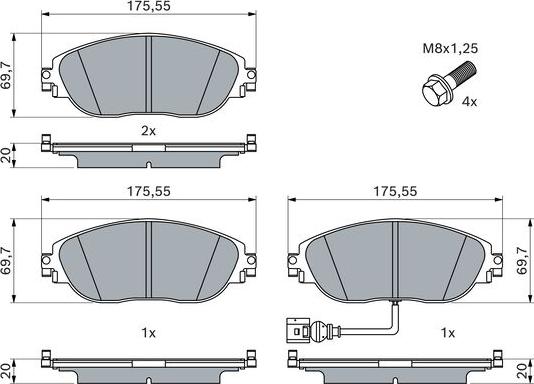 BOSCH 0 986 494 704 - Гальмівні колодки, дискові гальма autozip.com.ua