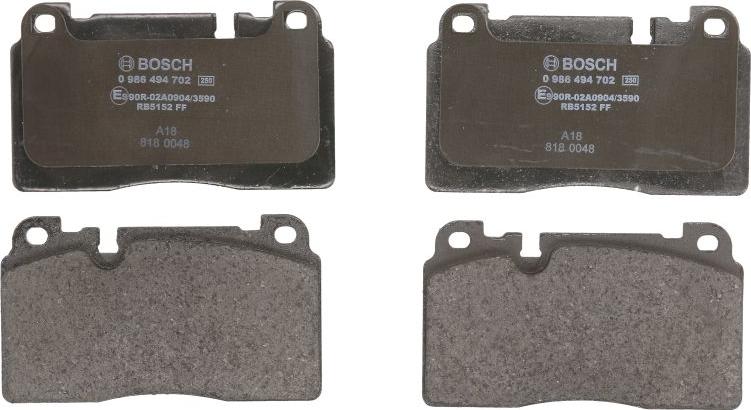 BOSCH 0 986 494 702 - Гальмівні колодки, дискові гальма autozip.com.ua