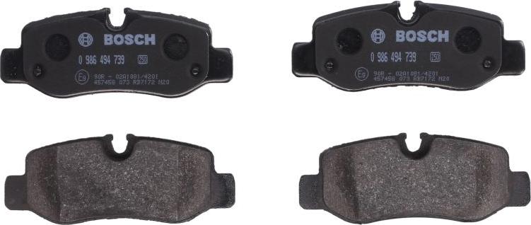 BOSCH 0 986 494 739 - Гальмівні колодки, дискові гальма autozip.com.ua