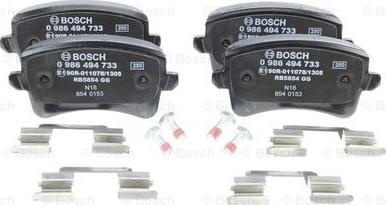 BOSCH 0 986 494 733 - Гальмівні колодки, дискові гальма autozip.com.ua