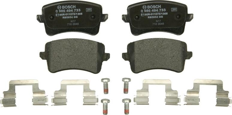 BOSCH 0 986 494 733 - Гальмівні колодки, дискові гальма autozip.com.ua