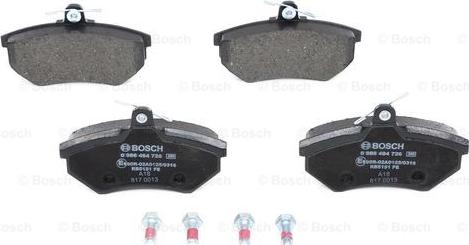 BOSCH 0 986 494 726 - Гальмівні колодки, дискові гальма autozip.com.ua