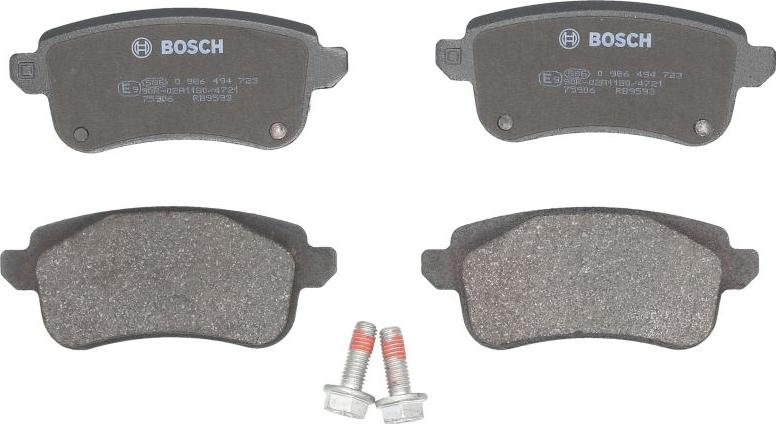 BOSCH 0 986 494 723 - Гальмівні колодки, дискові гальма autozip.com.ua