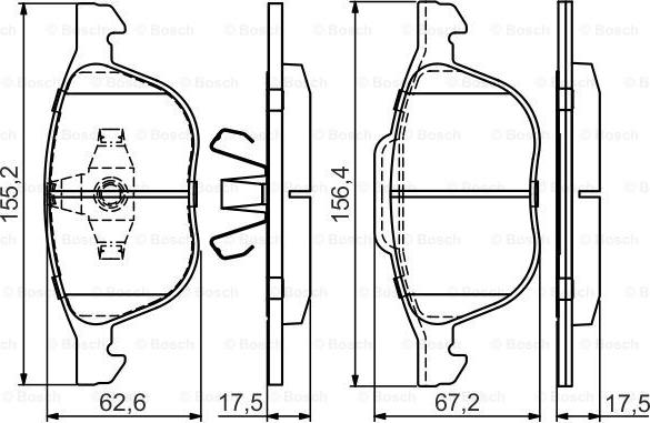 BOSCH 0 986 495 450 - Гальмівні колодки, дискові гальма autozip.com.ua