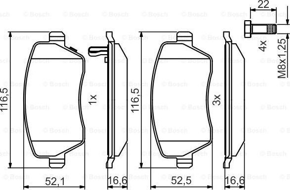 BOSCH 0986495485 - Гальмівні колодки, дискові гальма autozip.com.ua