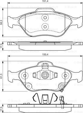 BOSCH 0 986 495 093 - Гальмівні колодки, дискові гальма autozip.com.ua