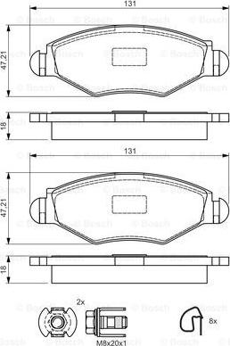 BOSCH 0 986 495 052 - Гальмівні колодки, дискові гальма autozip.com.ua