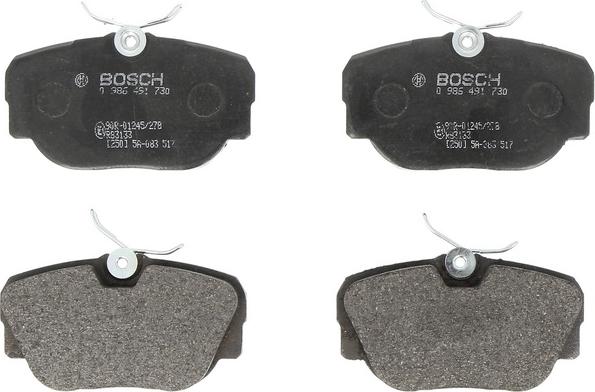BOSCH 0 986 491 730 - Гальмівні колодки, дискові гальма autozip.com.ua