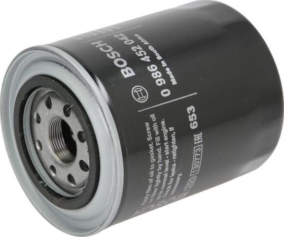 BOSCH 0 986 452 042 - Масляний фільтр autozip.com.ua