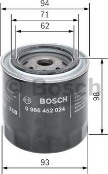 BOSCH 0 986 452 024 - Фильтр масляный двигателя NISSAN пр-во Bosch autozip.com.ua