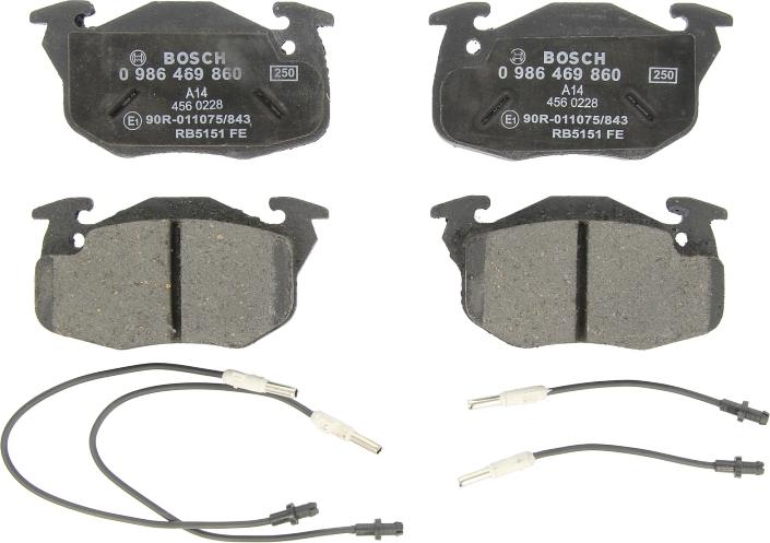 BOSCH 0 986 469 860 - Гальмівні колодки, дискові гальма autozip.com.ua