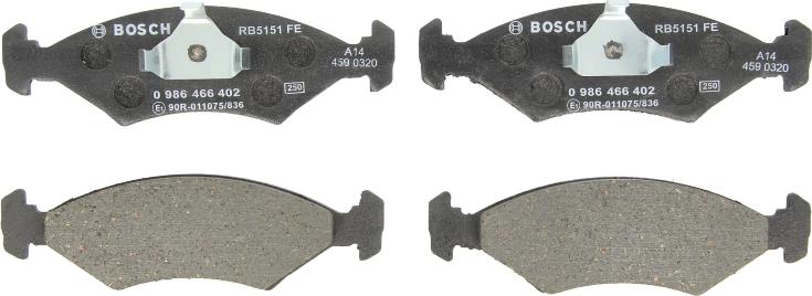 BOSCH 0 986 466 402 - Гальмівні колодки, дискові гальма autozip.com.ua