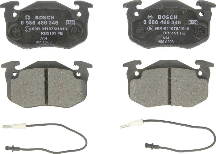BOSCH 0 986 466 346 - Гальмівні колодки, дискові гальма autozip.com.ua