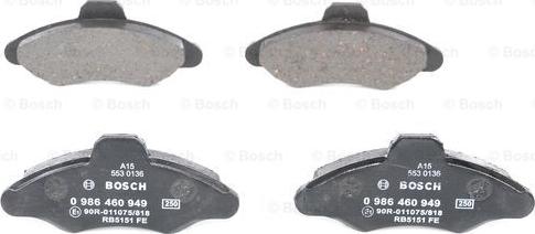 BOSCH 0 986 460 949 - Колодка торм. диск. FORD ESCORT передн. пр-во Bosch autozip.com.ua