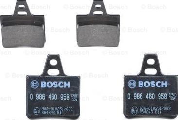 BOSCH 0 986 460 958 - Гальмівні колодки, дискові гальма autozip.com.ua