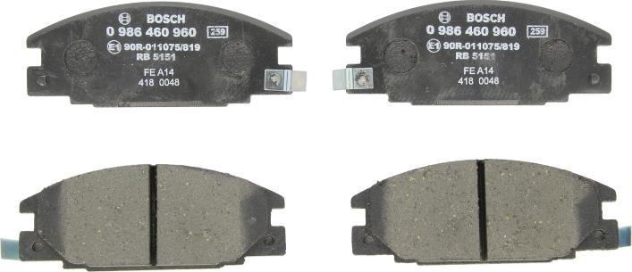 BOSCH 0 986 460 960 - Гальмівні колодки, дискові гальма autozip.com.ua
