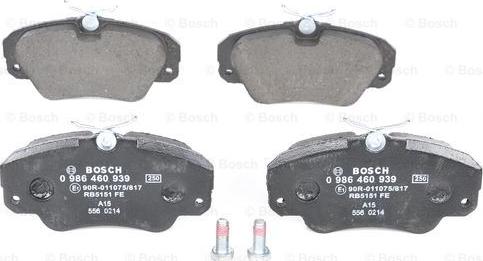 BOSCH 0 986 460 939 - Гальмівні колодки, дискові гальма autozip.com.ua