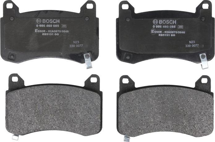 BOSCH 0 986 460 085 - Гальмівні колодки, дискові гальма autozip.com.ua