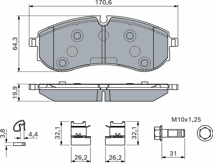 BOSCH 0 986 460 115 - Гальмівні колодки, дискові гальма autozip.com.ua