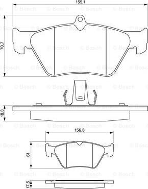 BOSCH 0 986 461 129 - Гальмівні колодки, дискові гальма autozip.com.ua