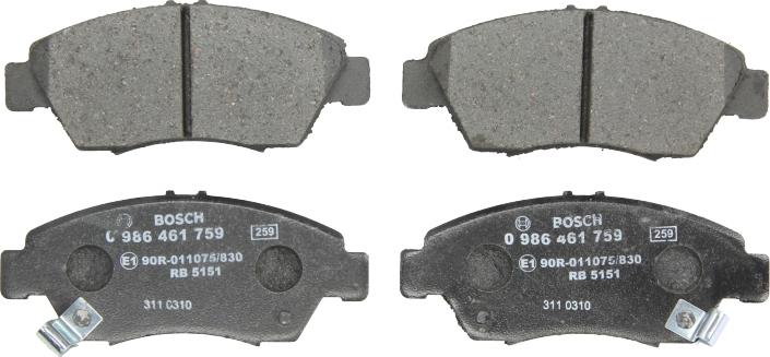 BOSCH 0 986 461 759 - Гальмівні колодки, дискові гальма autozip.com.ua
