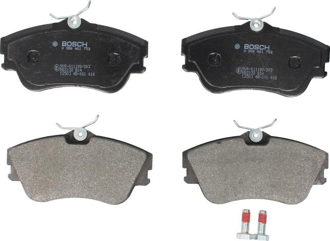 BOSCH 0 986 461 753 - Гальмівні колодки, дискові гальма autozip.com.ua