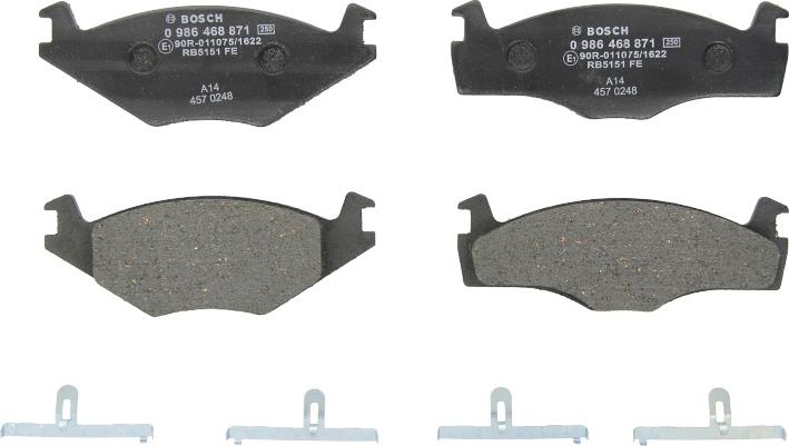 BOSCH 0 986 468 871 - Гальмівні колодки, дискові гальма autozip.com.ua