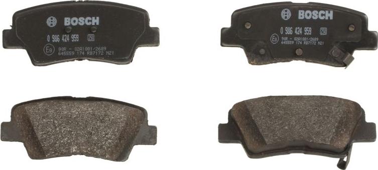 BOSCH 0 986 424 959 - Гальмівні колодки, дискові гальма autozip.com.ua