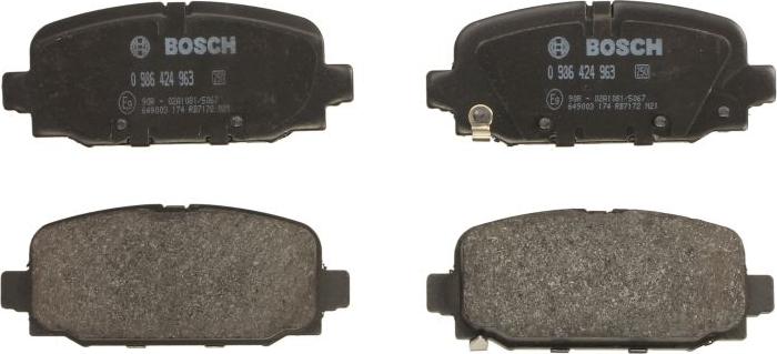 BOSCH 0 986 424 963 - Гальмівні колодки, дискові гальма autozip.com.ua
