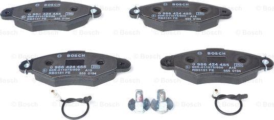 BOSCH 0 986 424 455 - Гальмівні колодки, дискові гальма autozip.com.ua