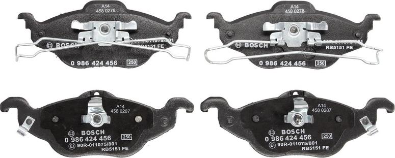 BOSCH 0 986 424 456 - Гальмівні колодки, дискові гальма autozip.com.ua
