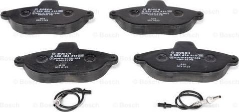 BOSCH 0 986 424 415 - Колодка торм. диск. FIAT SCUDO. PEUGEOT 806 передн. пр-во Bosch autozip.com.ua