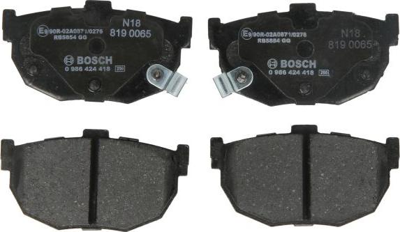 BOSCH 0 986 424 418 - Гальмівні колодки, дискові гальма autozip.com.ua