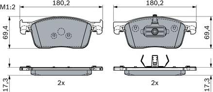 BOSCH 0 986 424 436 - Гальмівні колодки, дискові гальма autozip.com.ua