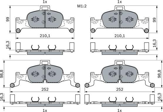 BOSCH 0 986 424 432 - Гальмівні колодки, дискові гальма autozip.com.ua