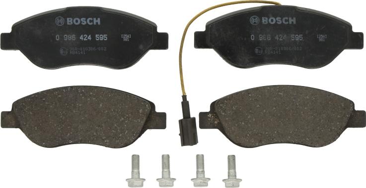 BOSCH 0 986 424 595 - Гальмівні колодки, дискові гальма autozip.com.ua
