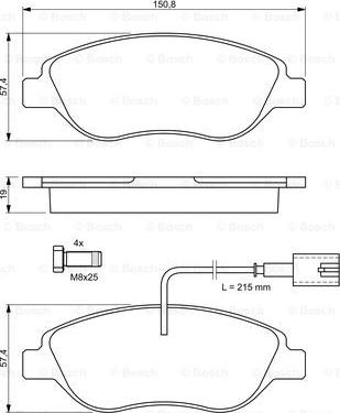 BOSCH 0 986 424 595 - Гальмівні колодки, дискові гальма autozip.com.ua