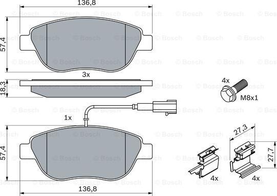 BOSCH 0 986 424 596 - Колодка гальм. диск. FIAT LINEA. BRAVO передн. вир-во Bosch autozip.com.ua