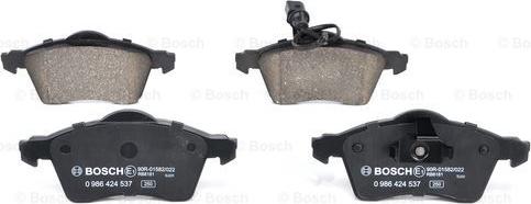 BOSCH 0 986 424 537 - Гальмівні колодки, дискові гальма autozip.com.ua