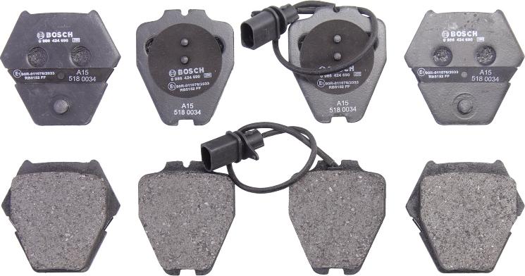 BOSCH 0 986 424 690 - Гальмівні колодки, дискові гальма autozip.com.ua