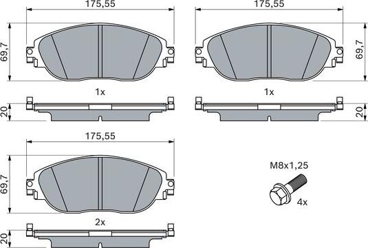 BOSCH 0 986 424 628 - Гальмівні колодки, дискові гальма autozip.com.ua