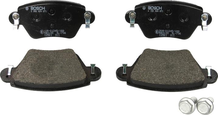 BOSCH 0 986 424 671 - Гальмівні колодки, дискові гальма autozip.com.ua