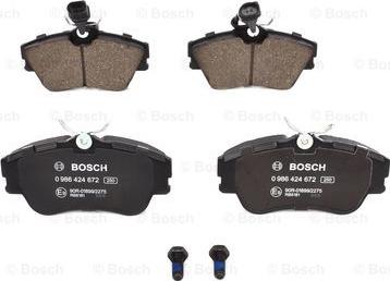 BOSCH 0 986 424 672 - Гальмівні колодки, дискові гальма autozip.com.ua