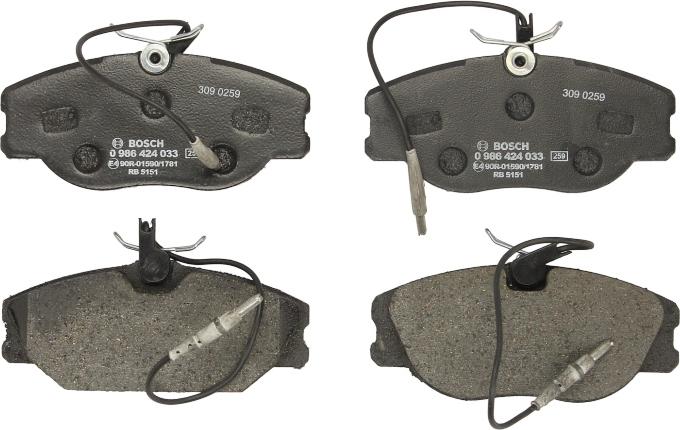 BOSCH 0 986 424 033 - Гальмівні колодки, дискові гальма autozip.com.ua