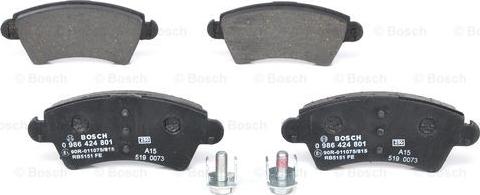 BOSCH 0 986 424 801 - Гальмівні колодки, дискові гальма autozip.com.ua