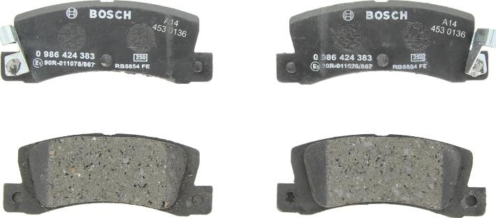 BOSCH 0 986 424 383 - Гальмівні колодки, дискові гальма autozip.com.ua