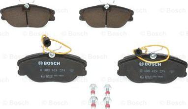 BOSCH 0 986 424 374 - Гальмівні колодки, дискові гальма autozip.com.ua