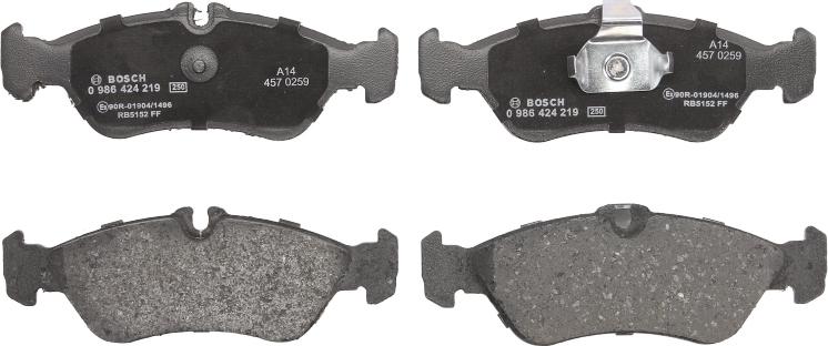 BOSCH 0 986 424 219 - Гальмівні колодки, дискові гальма autozip.com.ua