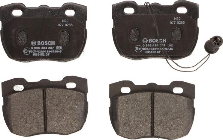 BOSCH 0 986 424 287 - Гальмівні колодки, дискові гальма autozip.com.ua
